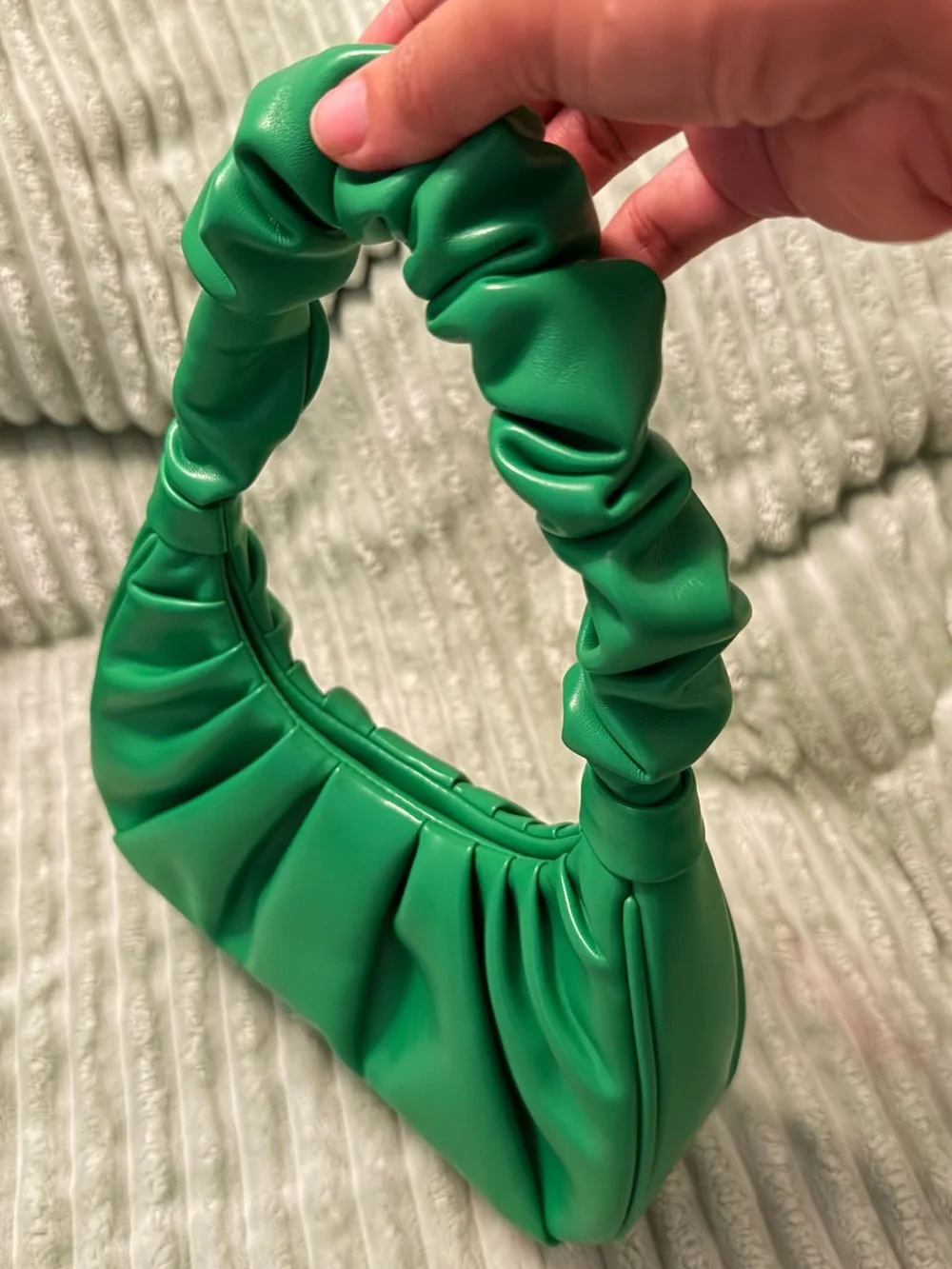 JW PEI Bright Green Ruched Handle Shoulder Bag